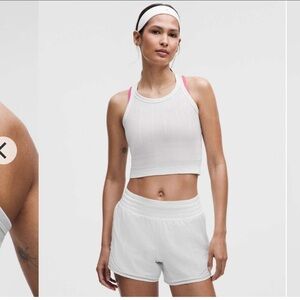 NWT Lululemon Swiftly Pointelle Cropped Racerback Tank Top White Size 14